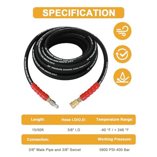OCPTY 50ft Heavy-Duty Pressure Washer Hose
