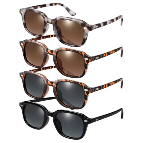 JATEBI 4 Pairs Retro Polarized Sunglasses for Women Rectangle Sunglass by JATEBI - Used condition - US$8.09