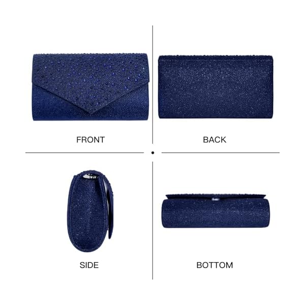 CurvChic Women Evening Bag Clutch Rhinestone Envelope Party Handbag Bridal Prom Purse - Image 5