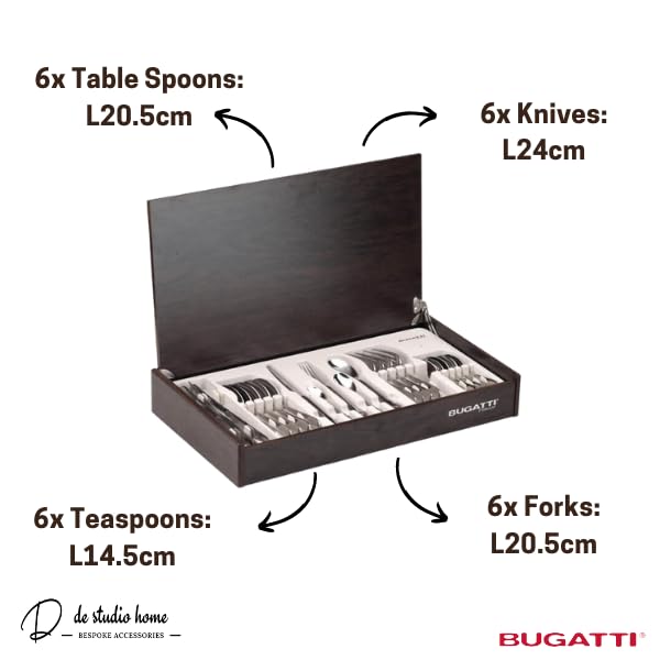 Ménagère BUGATTI Ares Nero Wenge' 24 pièces, service de couverts design table moderne - 3