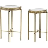 Mesa auxiliar DKD Home Decor Espejo Metal Cobrizo Claro (39 x 39 x 59 cm) (2 pcs)