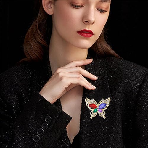 Image of coadipress Butterfly Brooch Pins Chic Romantic Elegant Rhinestone Crystal Insect Brooch Pin Women Corsage Scarf Shawl Clothing Accessories Wedding Party Banquet