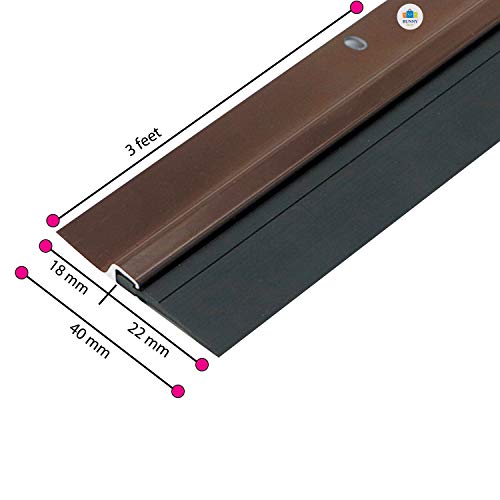 Image of Bunny Shop Door Bottom Seal (92cm /36.2 inch) Aluminium Plate with Black Rubber, 3 feet Length with Screw (Bottom Seal)(Brown Color)