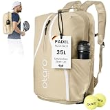 Otaro Padel Rucksack mit Schuhfach, Schlägerfach & Laptopfach | 35L | Padel Tasche für 2 Schläger, Kleidung & Zubehör | Belüftet, Gepolstert & Stylisch | Tennistasche für Herren & Damen (Beige)