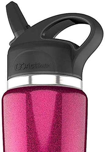 GO Active Insulated Water Bottle with Straw. Stainless Steel Double Wall Sport Bottle Keeps ice Cubes Over 24 Hours!