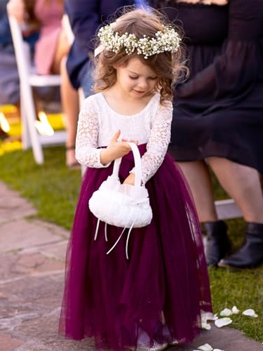Image of 2Bunnies Girl Peony Lace Back A-Line Straight Tutu Tulle Party Flower Girl Dress