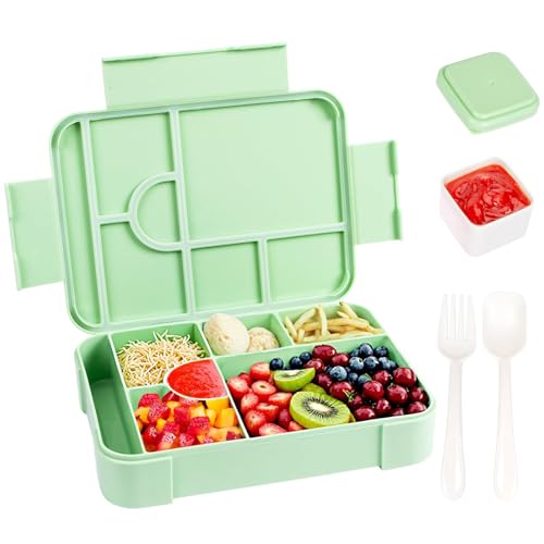 Ziyonix Bento Lunch Box, 1330 ML Caja Bento a Prueba de Fugas Caja de Almuerzo para Niños Lonchera Comidas con 7 Compartimentos y Recipiente para Salsa para Niños Escuela Oficina