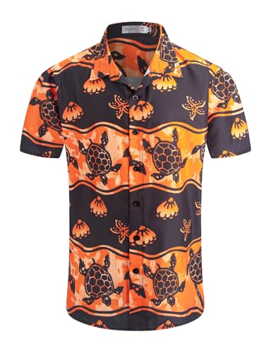 Image of Yoimira Hawaiian Shirts for Men, Print Mens Casual Short Sleeve Button Down Shirts Floral Aloha Beach Shirt