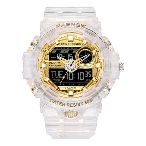 Image of PASNEW Boys' Watches - Dual Display, Large Dial Sport Watch, Black Outdoor Watch for Boys & Teens - Waterproof