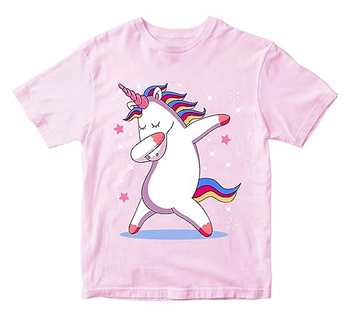 Image of Girls Cool Cute Dabbing Unicorn 100% Cotton Unisex Kids T-Shirt