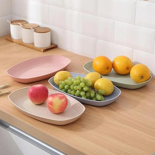 Image of Reusable Durable Lightweight Dinner Plates for Fruits, Snack, Pasta, Salad, Dessert, Cake, Salad, Fruit, Appetizer Dishwasher & Microwave Safe Dinnerware Sets (Blue, Pack of 6)