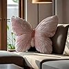 QUSLIMY Butterfly Shaped Throw Pillow - Soft Stuffed Seat Cushion Pad, Pink Plush Velvet Decorative Animal Pillow for Couch, Living Room, Bed #1