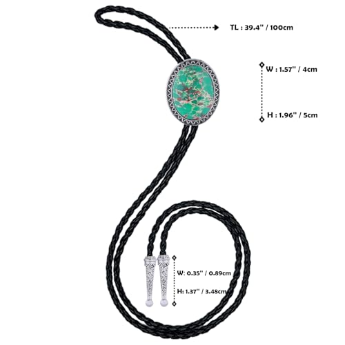 Image of Vintage Western Cowboy Rodeo Black Agate Bolo Tie for Men Women | Premium braided leather, adjustable sliding clasp, anti-tarnish alloy pendant, versatile western bolo tie