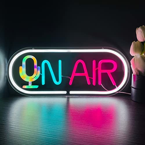 On Air Neon Sign Mic On Air Sign for Influencer Streamer Room Decor Auto Color Changing Streamer...