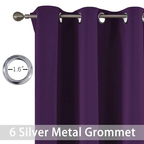 Yakamok Purple Blackout Curtains for Bedroom,Thermal Insulated Blackout Grommet Top Drapes Short Curtains for Living Room,38x36 Inch, 2 Panels