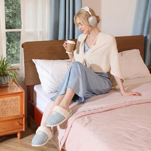 Image of OOW Cozy House Slippers for Women with Memory Foam Fuzzy Shoes for Indoor