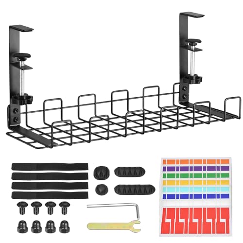 uxcell Bandeja Porta Cable, 1 pieza 15.75'' - Bandeja Metalica Ajustable y Removible para Organizacion de Cables Bajo Escritorio para Oficina y Computadora (Negro) miniatura 1