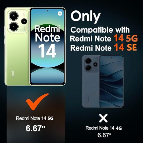 Image of Lustree Back Cover for Redmi Note 14 5G / Redmi Note 14 SE, Transparent TPU Shockproof Case with Four Corner Protection & Raised Camera Guard, Slim Protective Phone Cover