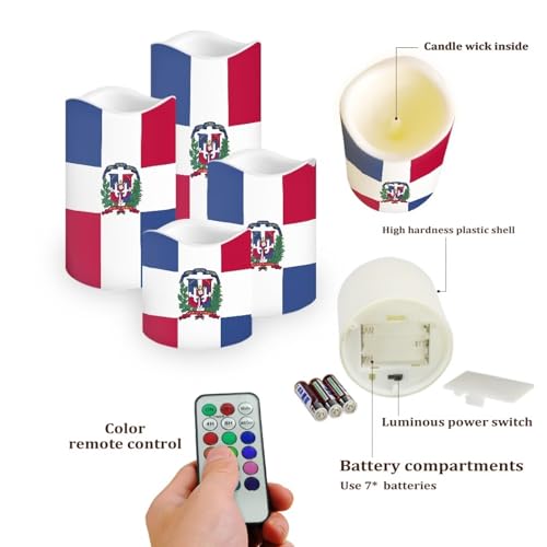 Image of 250th Anniversary Flameless Candles Plaid Pattern LED Battery Operated Remote Control Red White Blue Flickering Patriotic Decor for Independence Day Home Outdoor, 4 Pack