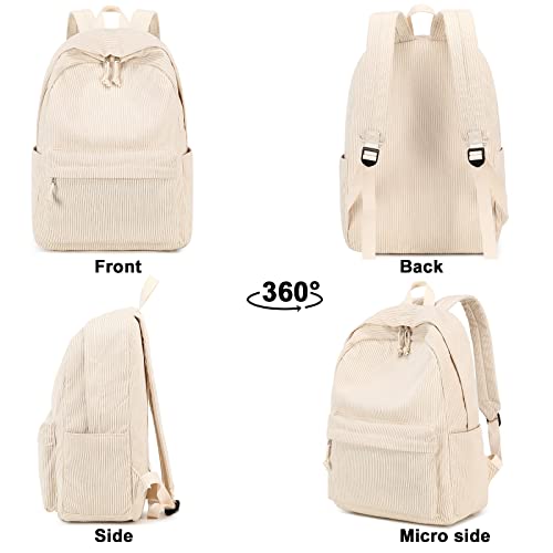 Mochila escolar para adolescentes, grande, de veludo cotelê, leve, para meninas, meninos, casual, en