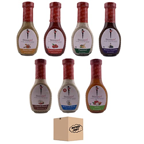 Skinny Girl Dressing 7 Flavor Variety Pack. Skinny Girl Salad Dressing Set Includes 7 x 8oz Skinnygirl Dressing Bottles. Flavors Include: Poppyseed, Honey Dijon, Ranch, and More by Inspired Candy. Skinny Girl Dressing 7 Flavor Variety Pack. Skinny Girl Salad Dressing Set Includes 7 x 8oz Skinnygirl Dressing Bottles. Flavors Include: Poppyseed, Honey Dijon, Ranch, and More by Inspired Candy.