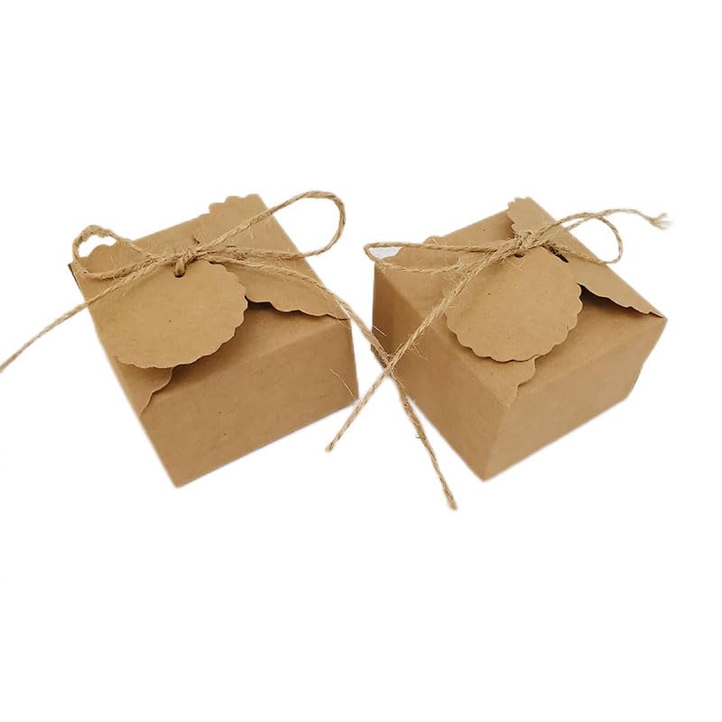 30/50/100Pcs Kraft Paper Christmas Wedding Candy Box Bomboniera Scatole per imballaggio Regalo con Corda Baby Shower Decorazione per Feste di Compleanno