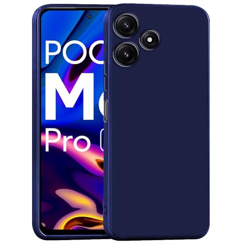 Image of Back Cover for Mi Redmi 12 5G / Poco M6 Plus 5G | Full Camera Protection | Premium Liquid Silicon Case | Flexible Bumper Case for Mi Redmi 12 5G / Poco M6 Plus 5G / M6 Pro 5G (Dark Blue)