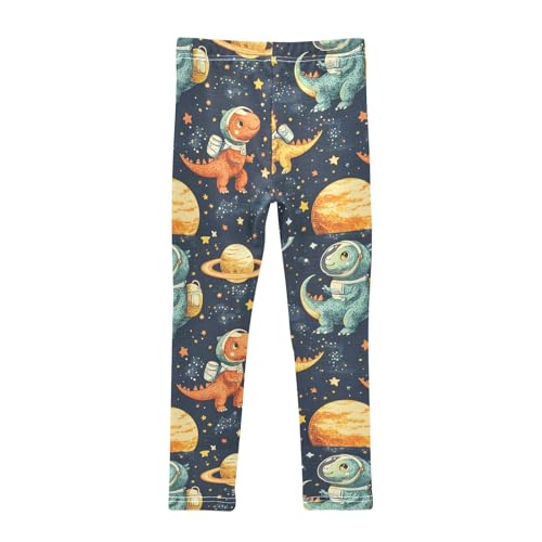 Boccsty Yellow Cute Dinosaurs Space Girls Leggings Kids Yoga Pants Dance Active Tights 4T2