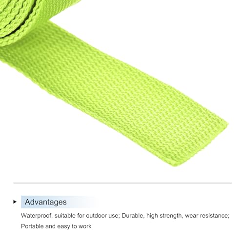 Image of MECCANIXITY Lightweight Polypropylene Webbing Strap 1.5 inch 10 Yard Backpack Strapping Band Lime Green for Outdoor Luggage Cargo Straps