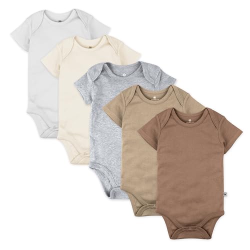 Image of HonestBaby 5-pack Short Sleeve Bodysuits One-piece 100% Organic Cotton for Infant Baby Boys