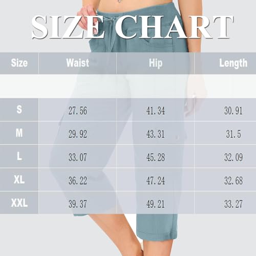 Women Cargo Capris Summer Casual Drawstring Capris Pants with Pockets Wide Leg Cropped Pants Outdoor Hiking Pants3