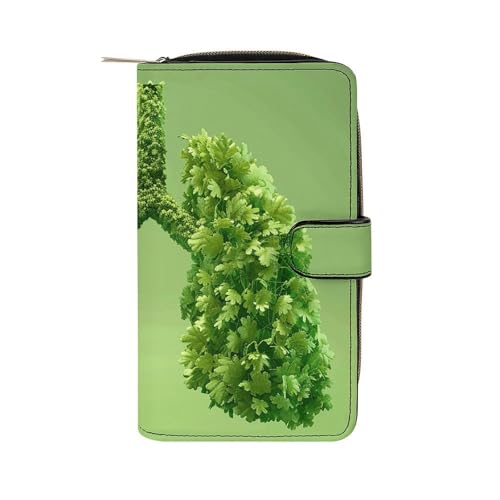 Long Leather Wallet Zipper Small Wallet Credit Card Wallet Lungs Made of Leaves Printed Coin PocketKey Bag Holiday Gifts Unisex Passcase