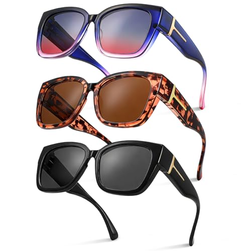 JATEBI 3 Pack Oversized Over Glasses Sunglasses for Women Men Polarized Fit Over Sun Glasse Lightweight UV400 Protection
