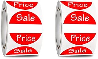2 Rolls Price Labels Sale Paper Stickers Self Adhesive Round Red Price Retail Stickers for Shop Store Waterproof 500 Labels Per Roll