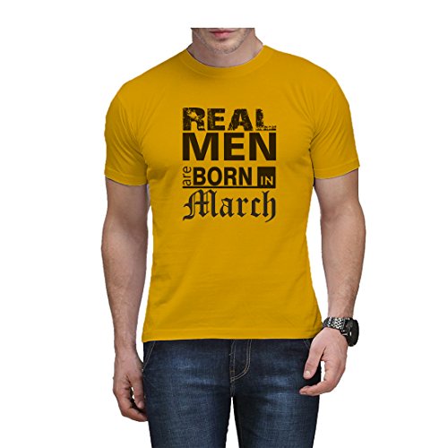 Image of Printed Real Men are Born in /Kings are Born in /Legends are Born in March Cool Cotton T-Shirt for Men