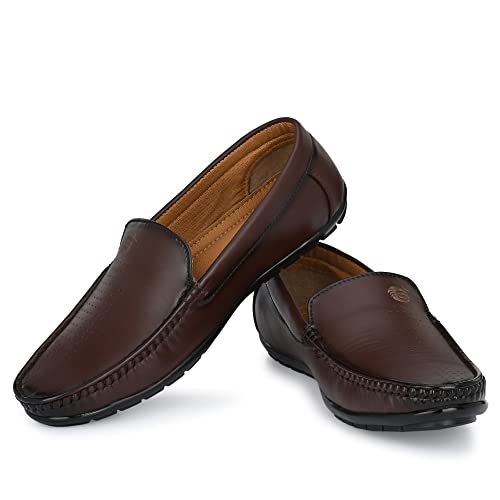 Image of Stylelure Men Synthetic Leather Perforations Suede Loafers
