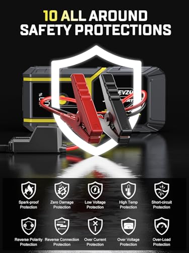 S ZEVZO H021 Car Jump Starter, Peak 5000A Jump Starter Battery Pack for Up to 10.0L Gas and 8.0L Diesel Engines, 12V Portable Jump Box with LCD Display, 3 Modes Flashlight and Protective Carrying Case - Image 5