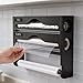 Imagen de Dispensador Papel Aluminio y Film 3 in 1 con Portarrollos Cocina Dispensador de Láminas de Madera Organizador para Aluminio y Fim