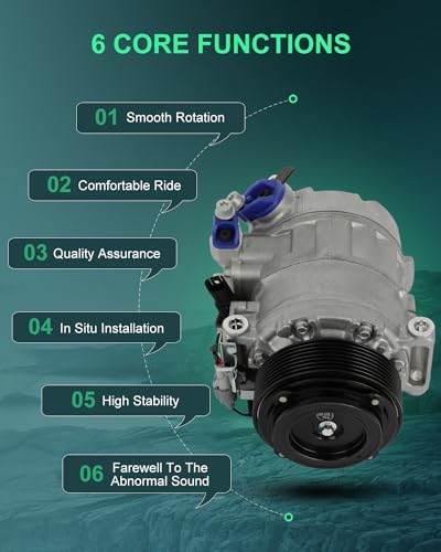 Image of SCITOO AC Compressor fit for BMW for 528i 3.0L 2011 | Fast Cooling, Ultra Low Noise (≤72 dB)Air Conditioner Compressor with Clutch, Easy Installation, 64509196890 64529165808