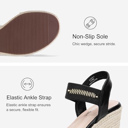 Image of Vepose Women's Open Toe Espadrille Wedge Sandals with Ankle Strap 881 | Dressy casual slip on platform strappy sandals , cute casual summer shoes styling for daily weddings travel