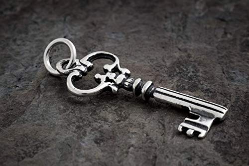 Sterling Silver Key Charm - Small, Double Sided - (Charm Only Or Necklace) #TOP2