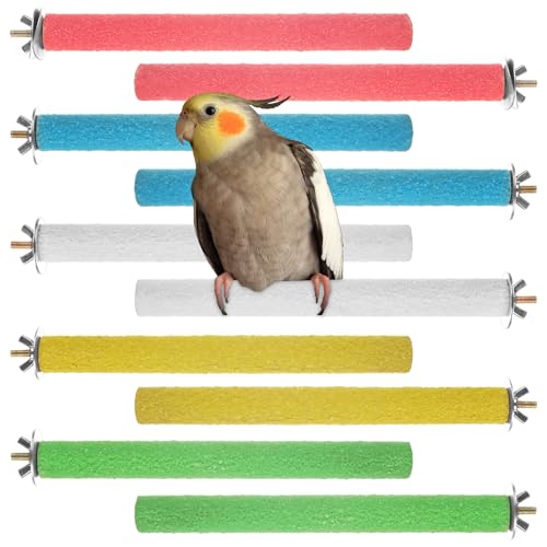 Image of 10 PCS Bird Perch Parrot Stand Wood Parrot Perch Stand Platform Natural Paw Grinding Stick Bird Cage Accessories for Budgies Cockatiels Cockatoo Conure Parakeet