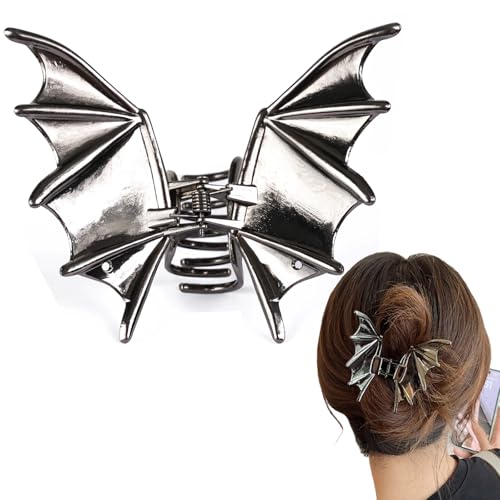 Grampo de cabelo de morcego, 1 pinça de metal preto para o cabelo, acessórios góticos para o cabelo para Halloween, festa de disfarces, cosplay, carnaval
