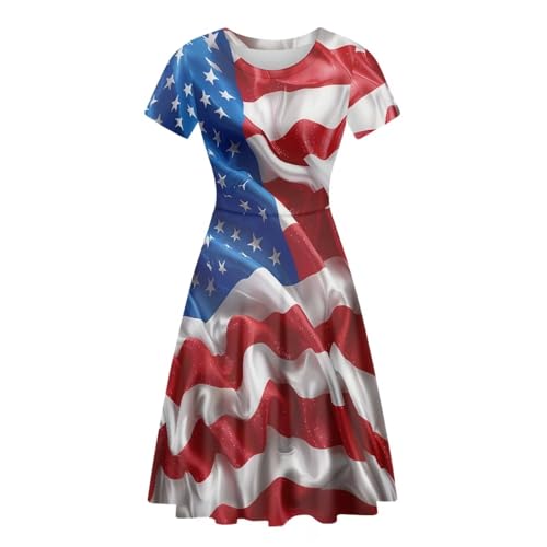 Image of POLERO Sunflower Dress for Women Floral Summer Dresses Short Sleeve Casual Sundresses Midi Dresses