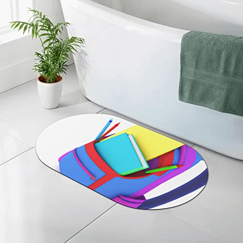 CARRDKDK Tappetino da bagno a forma di zaino con cartoni animati, in diatomacea, antiscivolo, adatto sotto la porta, tappetino da doccia per la parte anteriore della vasca da bagno, doccia, lavandino