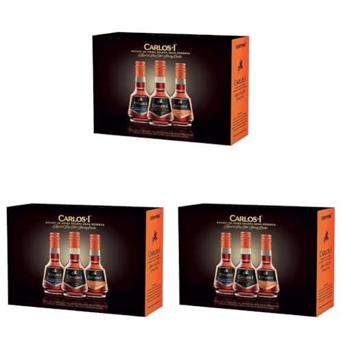 Carlos I Brandy De Jerez Solera Gran Reserva - Estuche De 3 Miniaturas Surtidas De 5cl Paquete De 3 Carlos I Brandy De Jerez Solera Gran Reserva - Estuche De 3 Miniaturas Surtidas De 5cl Paquete De 3