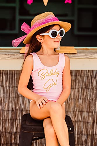 A Dash of Chic Birthday Girl Light Pink One Piece Swimsuit- Kids Monokini Bday Suit3