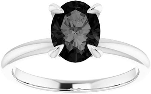 Anillos de compromiso clásicos victorianos de 1 CT de corte ovalado, anillos de diamantes negros antiguos, anillo de ónix negro vintage Art Deco