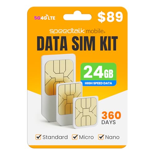 Image of SpeedTalk 24GB Data SIM Card - 360 Days | Prepaid 5G /4G LTE for USA | Data-Only SIM for Hotspots, Routers, Security Systems, GPS, Tablets, IoT & Remote Monitoring