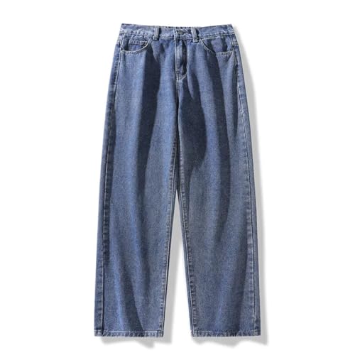 Men’S Korean Long Jeans Mid Waist Loose Fit Straight Leg Denim Pants Casual Style Zipper Fly Plaid Design Jeans3